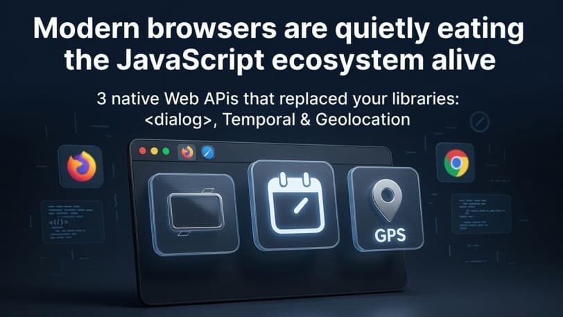 Cover image for article about native browser APIs replacing common JavaScript libraries.